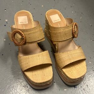Dolce Vita raffia tan wedges